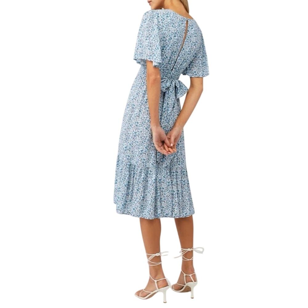 Stillwater Blue Floral Open Back Midi Dress Size [ADD SIZE]